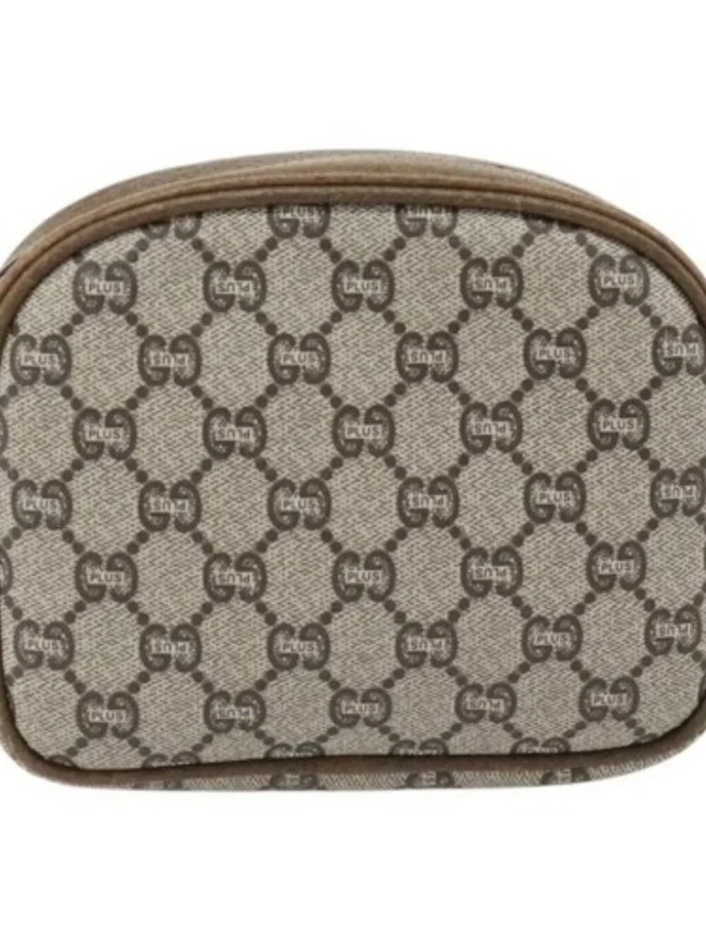 GUCCI GG Plus Supreme Shoulder Bag PVC Beige Gold Auth ka4394